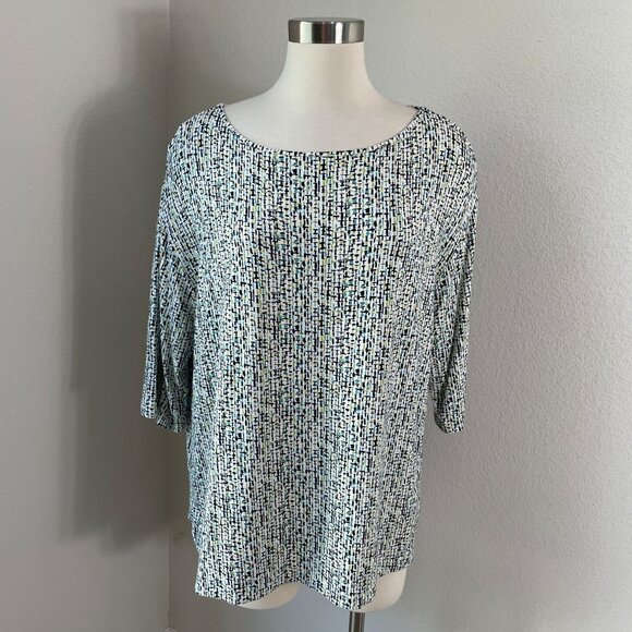 J Jill Wearever Collection Womens XL Abstract Print Tunic Top Stretch Shirt - Picture 1 of 10